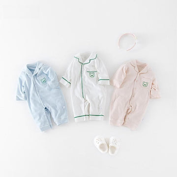 Baby Bear Pocket Lapel Casual Pajamas Romper