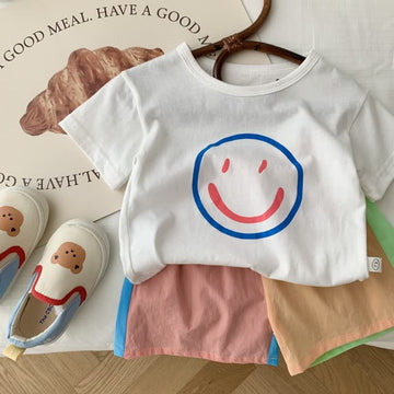 Baby Toddler Smiley Tee and Splicing Shorts Set