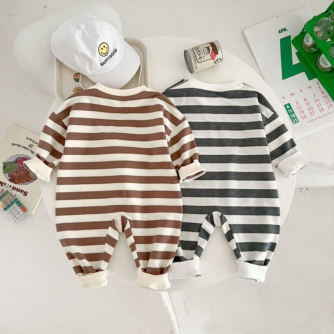 Baby Smile Striped Slogan Romper