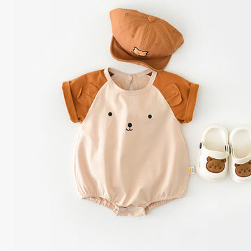 Baby Unisex Bear Splicing Bodysuit