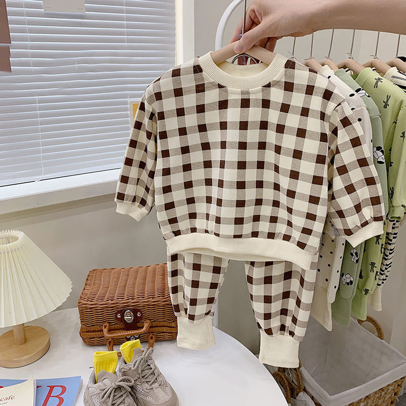 Toddler Bear Plaid 2 Pieces Set