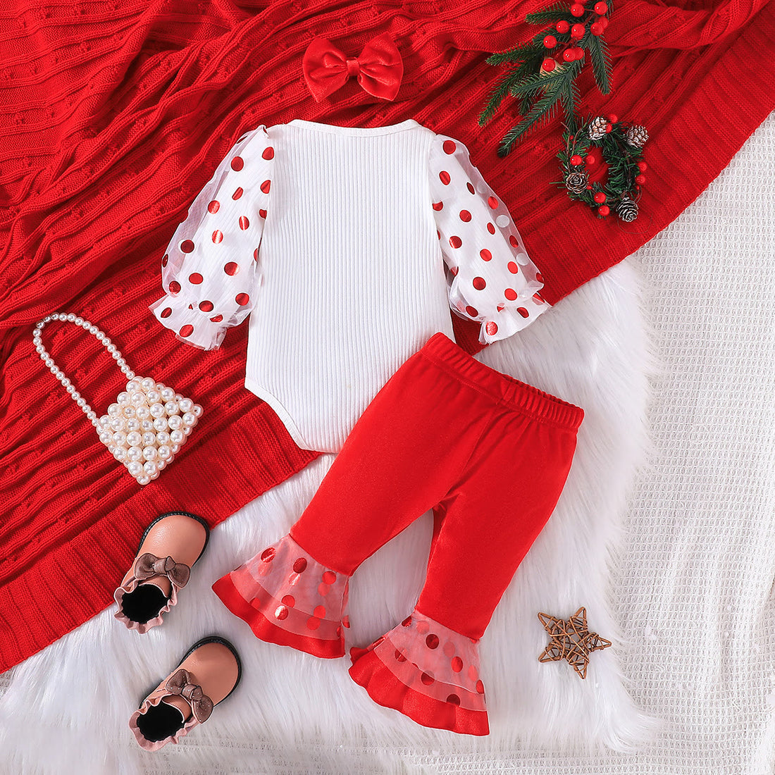 SANTA BABY Baby Dots Tulle 3 Pieces Set