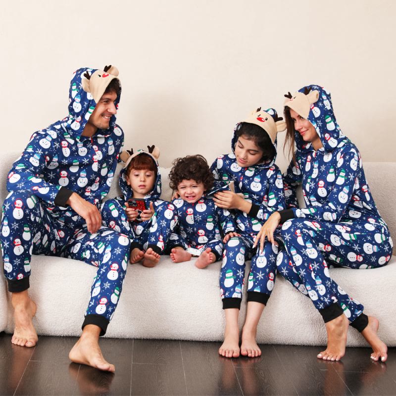 Family Matching Snowman Hooded Onesie Pajama