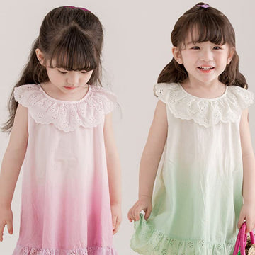 Toddler Girl Gradient Flounce Collar Dress