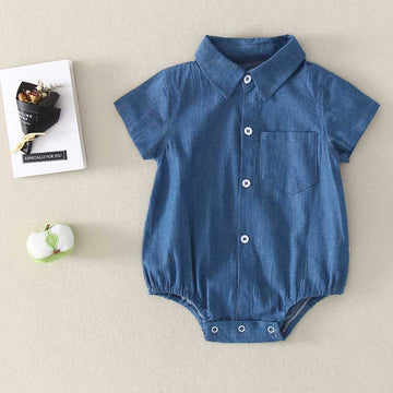 Baby Denim Polo Bodysuit