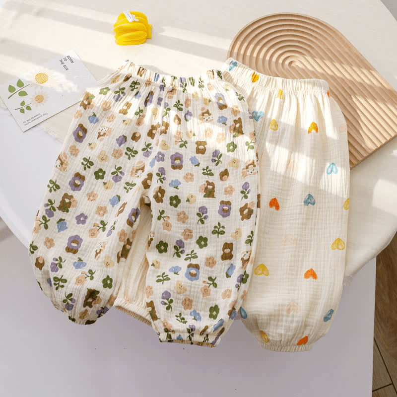 Toddler Girl Bear Flower Heart Pants