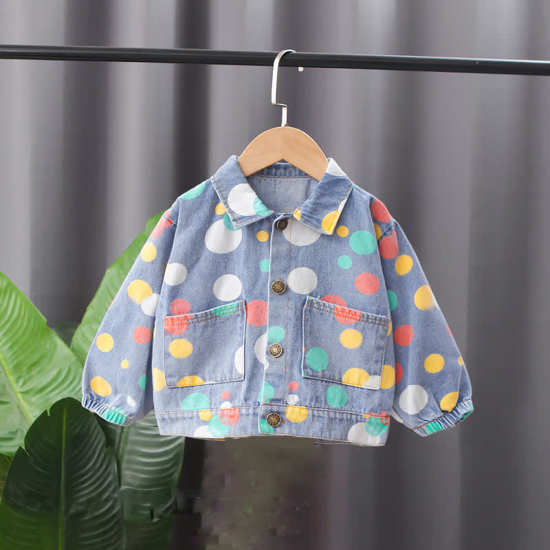 Toddler Dot Smiley Polo Denim Jacket