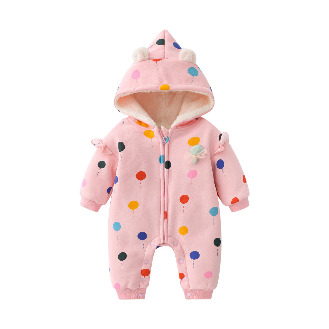 Baby Fleece Lined Balloon Hooded Romper