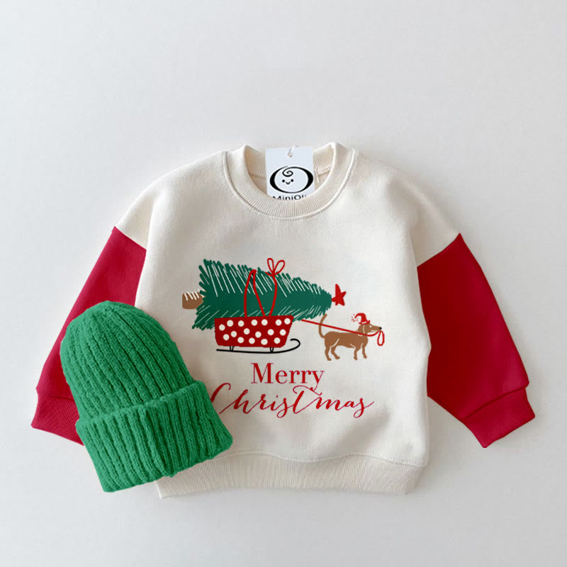 MERRY CHRISTMAS Baby Dog Tree Sweatshirt