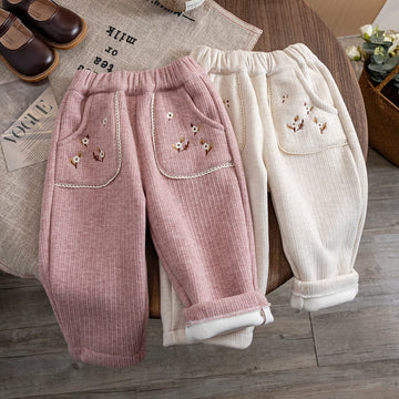 Toddler Girl Flower Fleece Lined Pants