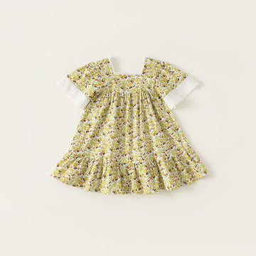 Toddler Girl Square Neck Floral Dress