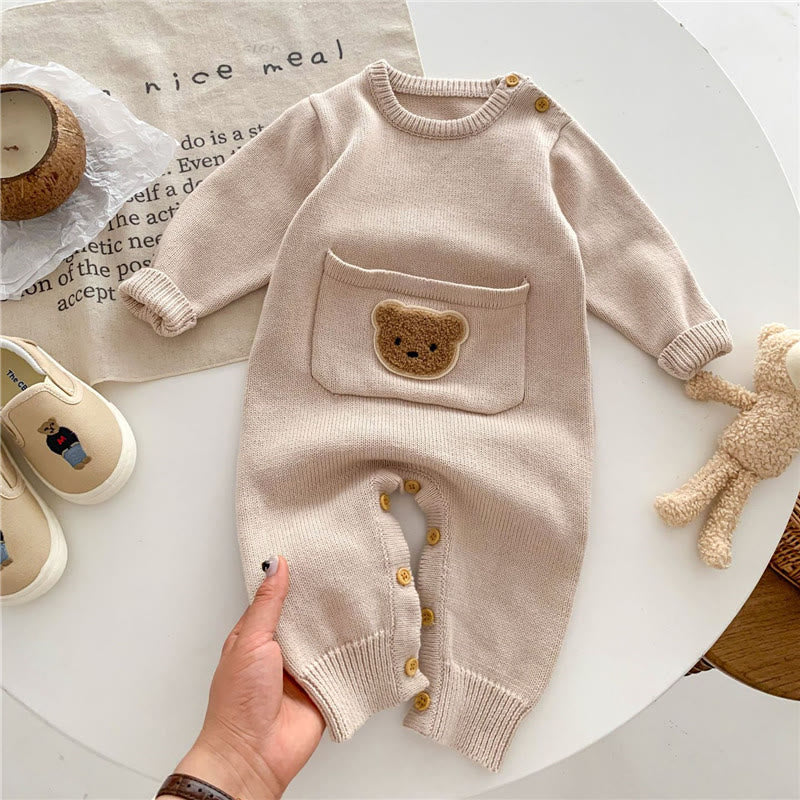 Baby Bear Pocket Knitted Romper