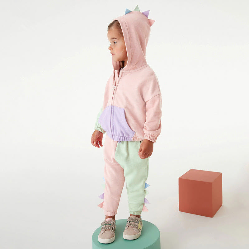 Toddler Macaron Multicolor Hoodie Sweatsuit 2 Pieces Set