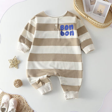 BON Baby Striped Crew Neck Romper