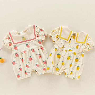 STRAWBERRY Baby Newborn Lapel Collar Romper