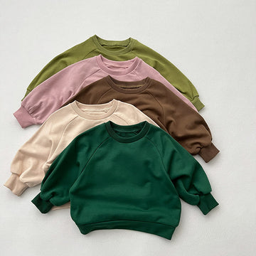 Toddler Solid Color Round Collar Casual Sweatshirt