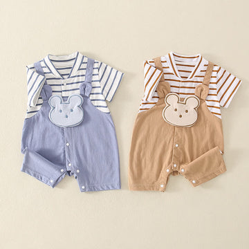 Baby Striped Bunny Splicing Romper