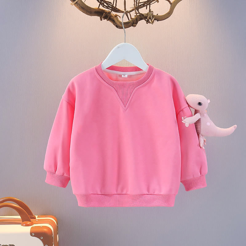 Toddler Boy Solid Color Casual Sweatshirt with Dinosaur