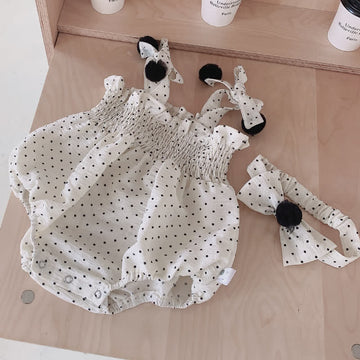 Baby Polka Dot Strap Bodysuit with Headband