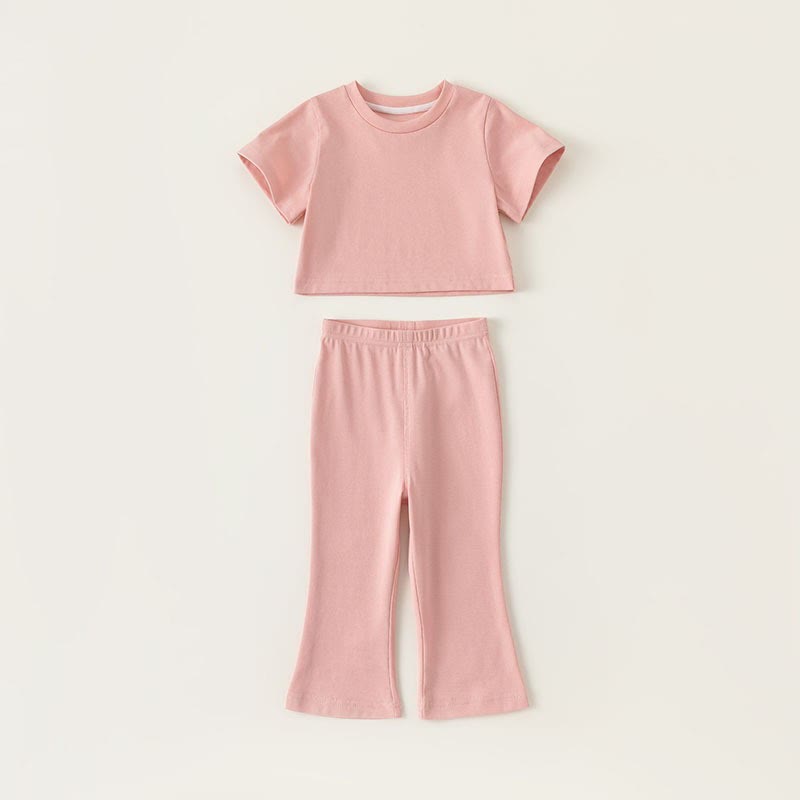 Toddler Girl Solid Color Flared Pajamas Set