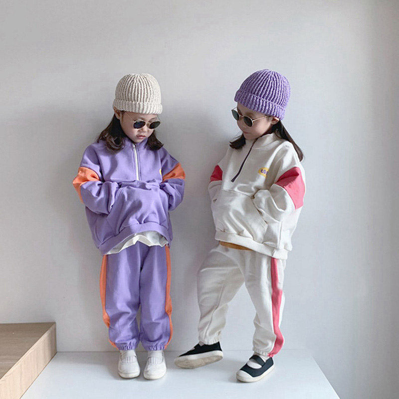 COOL Baby Retro Color-block Sweatshirt & Pants Set