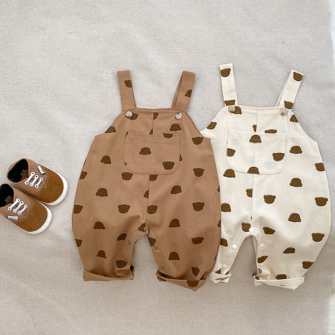 Baby Pocket Bear Earthy Color Overalls