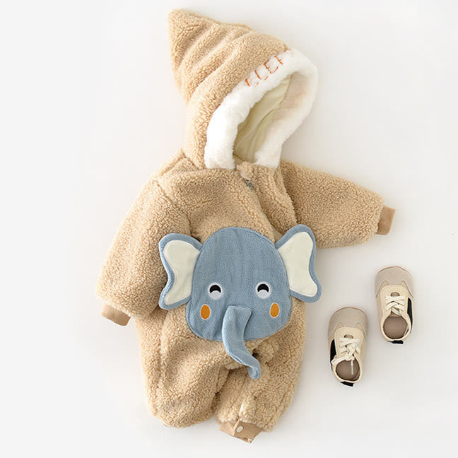 ELEPHANT Baby Fleece Hooded Romper