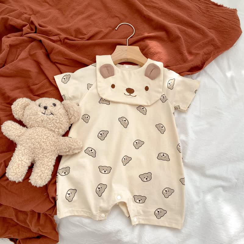 Baby Bear Casual Romper with Bib