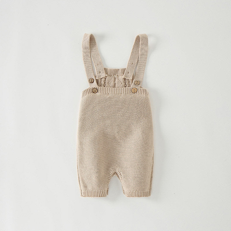 Baby Khaki Knitted Sleeveless Romper