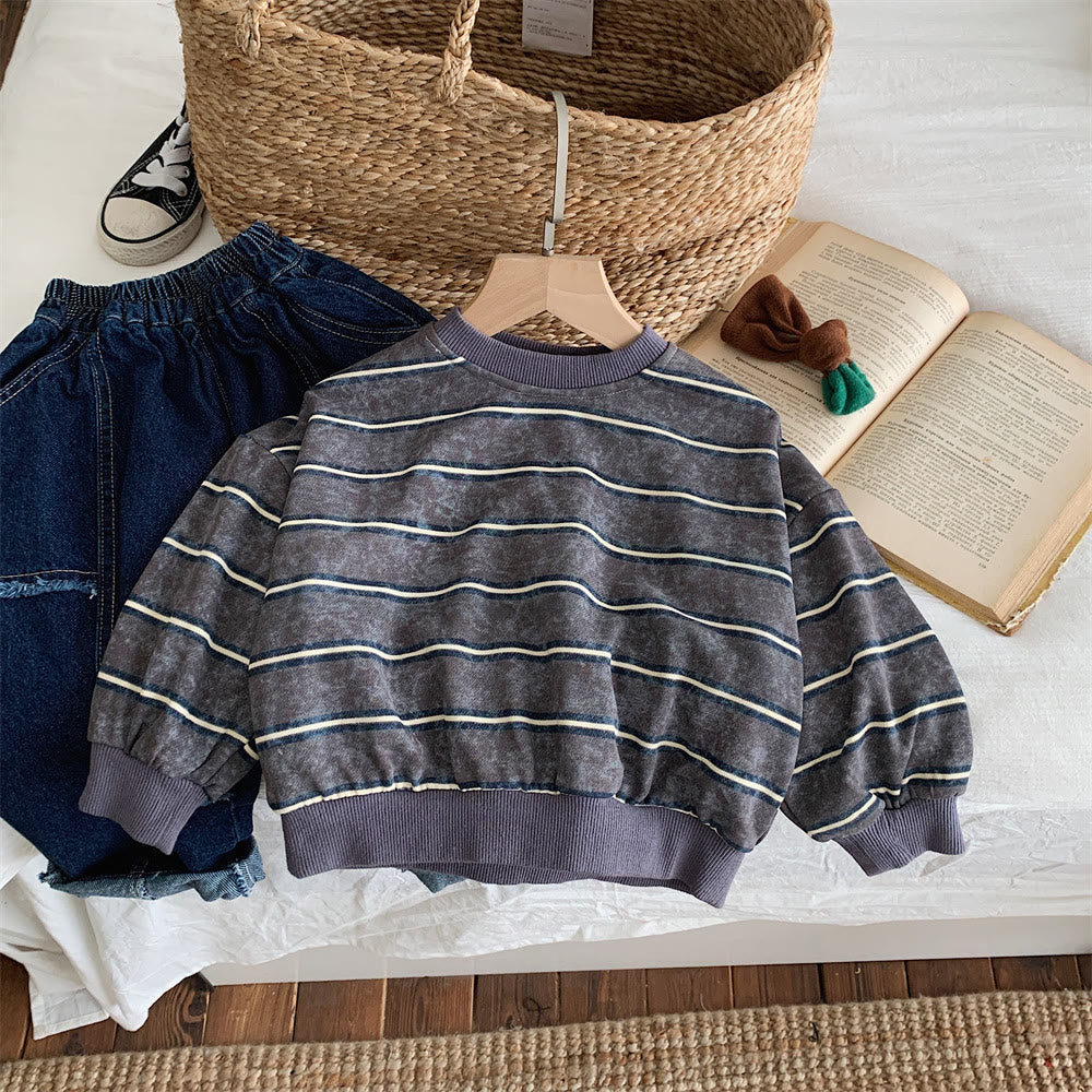 Toddler Striped Casual Grey Sweatshirt