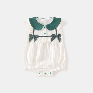 Baby Bowknot Peter Pan Collar Bodysuit