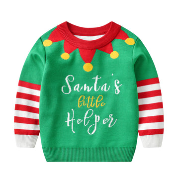 SANTA'S Toddler Slogan Striped Sweater