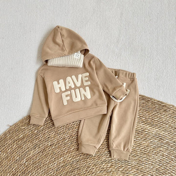 HAVE FUN Baby Hooded Slogan Sweatsuit 2 Pieces Set