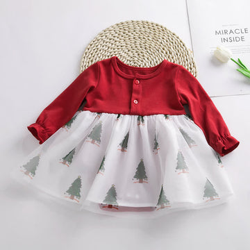 Baby Christmas Tree Tutu Skirted Bodysuit