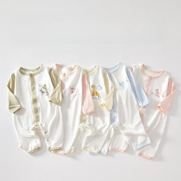 Baby Deer Giraffe Seamless Color Block Romper