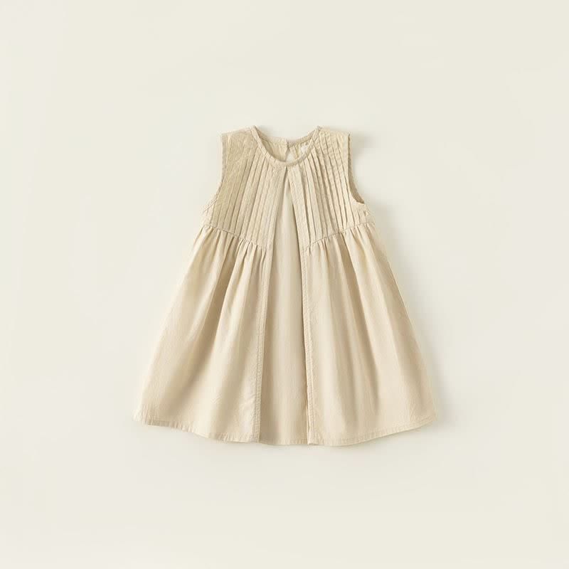 Toddler Girl Pleated Simple Sleeveless Dress