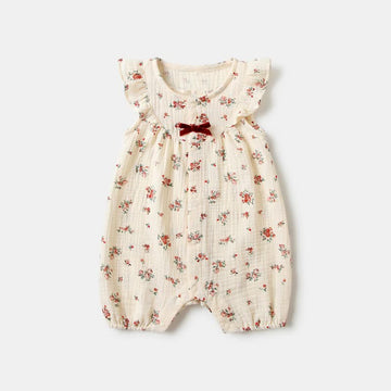 Baby Floral Ruffle Trim Romper