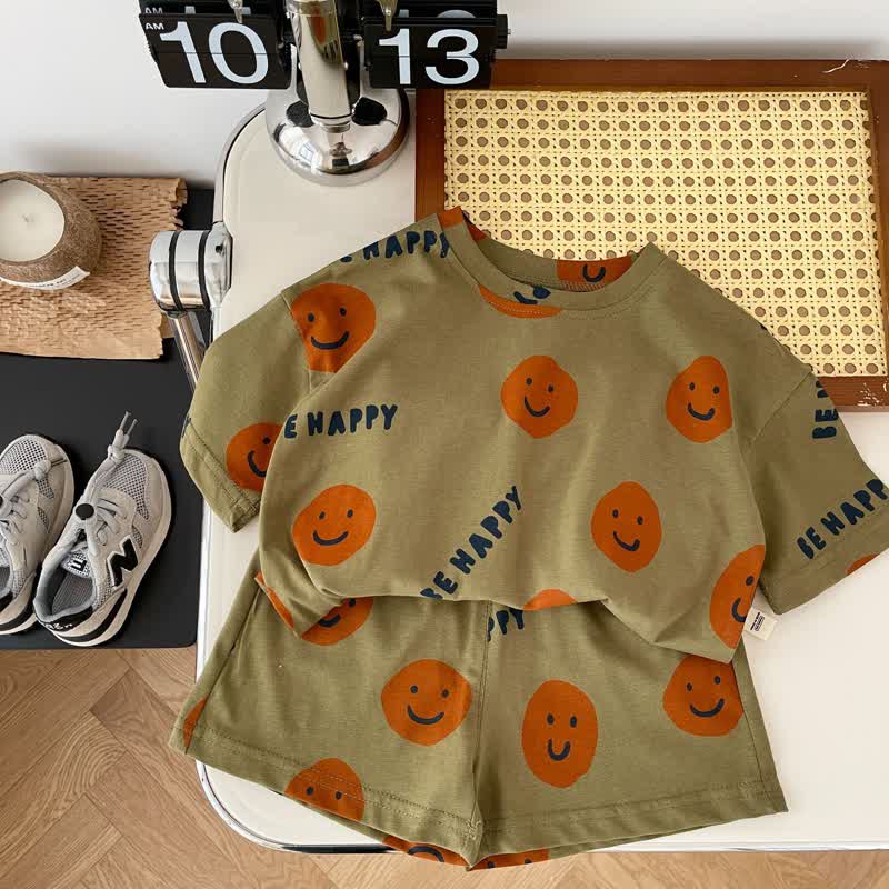 BE HAPPY Baby Toddler Smiley Tee and Shorts Set