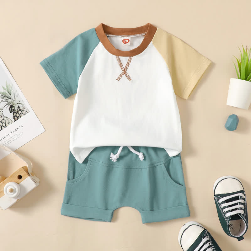 X Baby Color Block Tee and Shorts Set