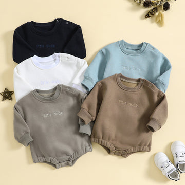 LITTLE DUDE Baby Solid Color Simple Bodysuit