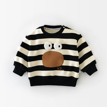 Baby Eyes Striped Fleece Lined Sweatshirt