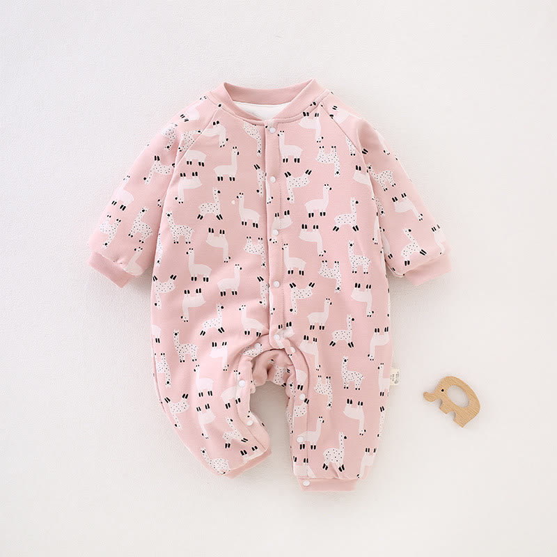 Newborn Baby Animal Quilted Romper