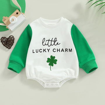 LITTLE LUCKY CHARM Contrast Sleeve Bodysuit