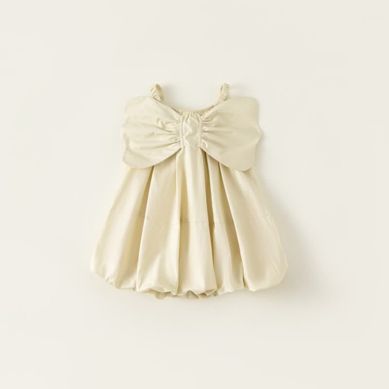 Toddler Girl Solid Color Bowknot Strap Dress