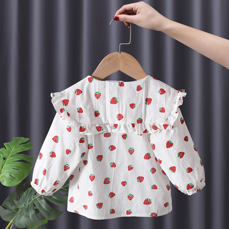 Toddler Girl Strawberry Collar Blouse