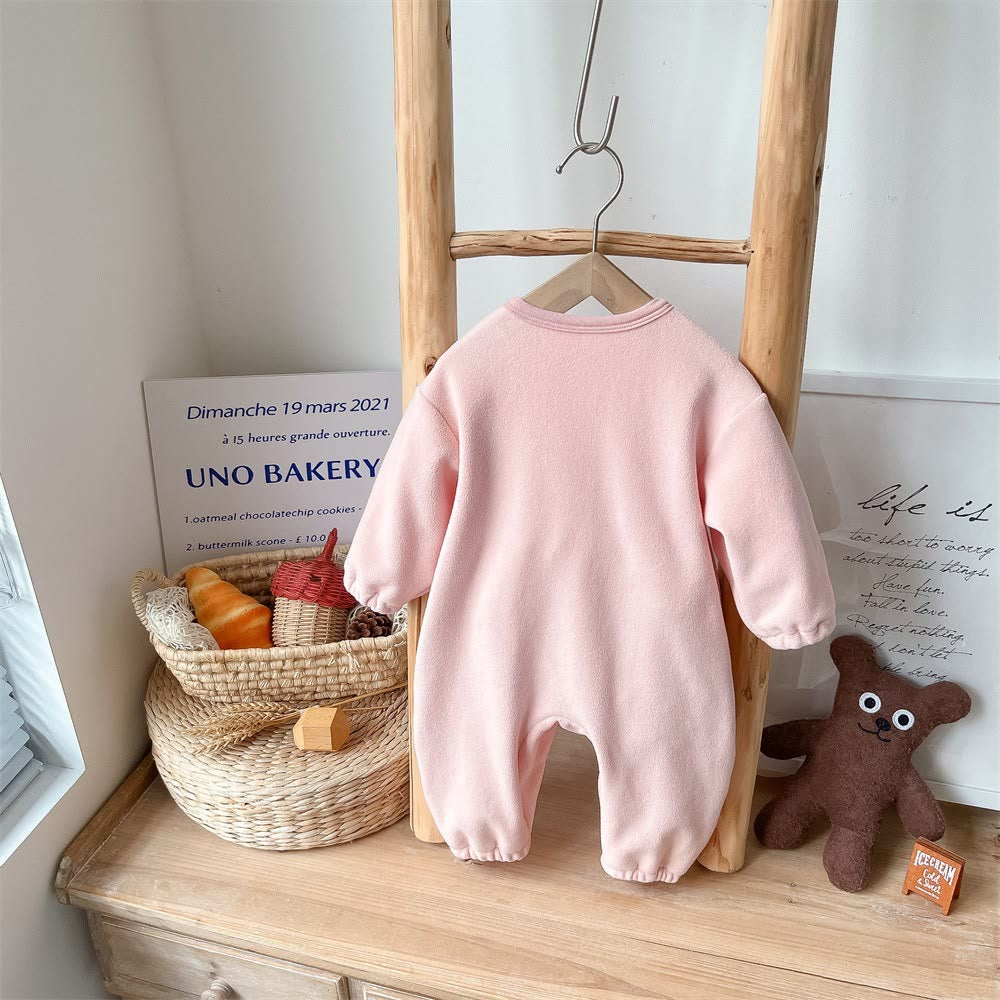 Baby Fleece Bow Bunny Pink Cute Romper