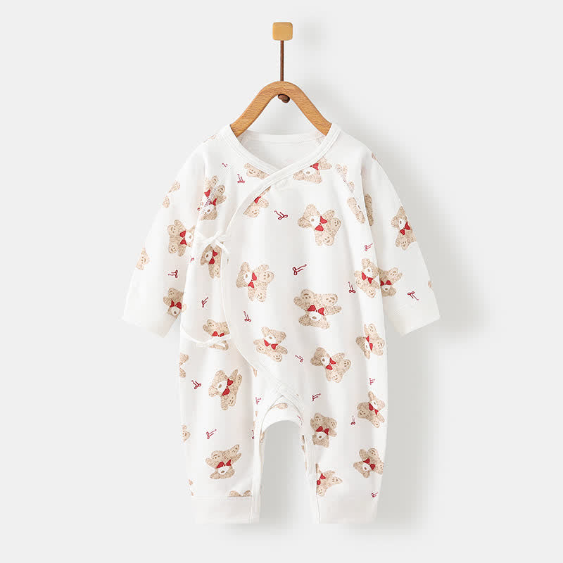 Baby Newborn Bear Bow Kimono Seamless Romper