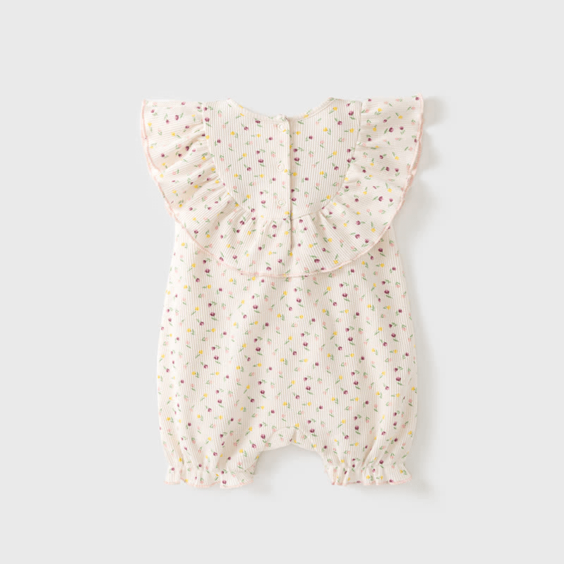 Baby Floral Flounce Romper with Headband