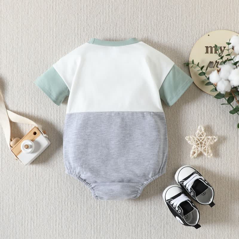 Baby Color Block Crew Neck Bodysuit