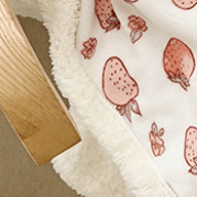 Coral Strawberry Fleece Beige Blanket